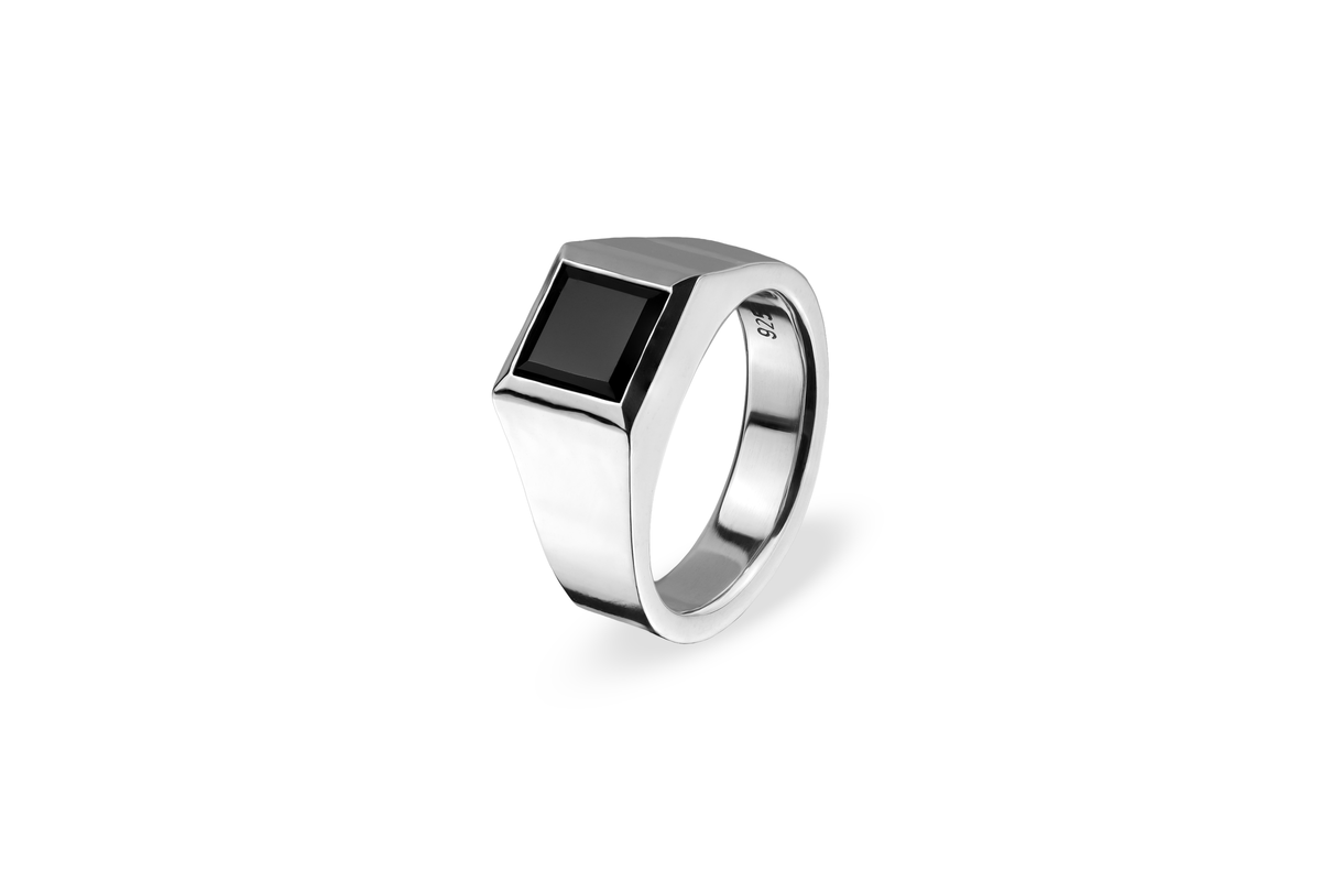Square Silver Signet - Black Onyx