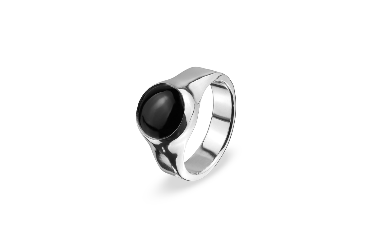 Round Silver Signet - Black Onyx
