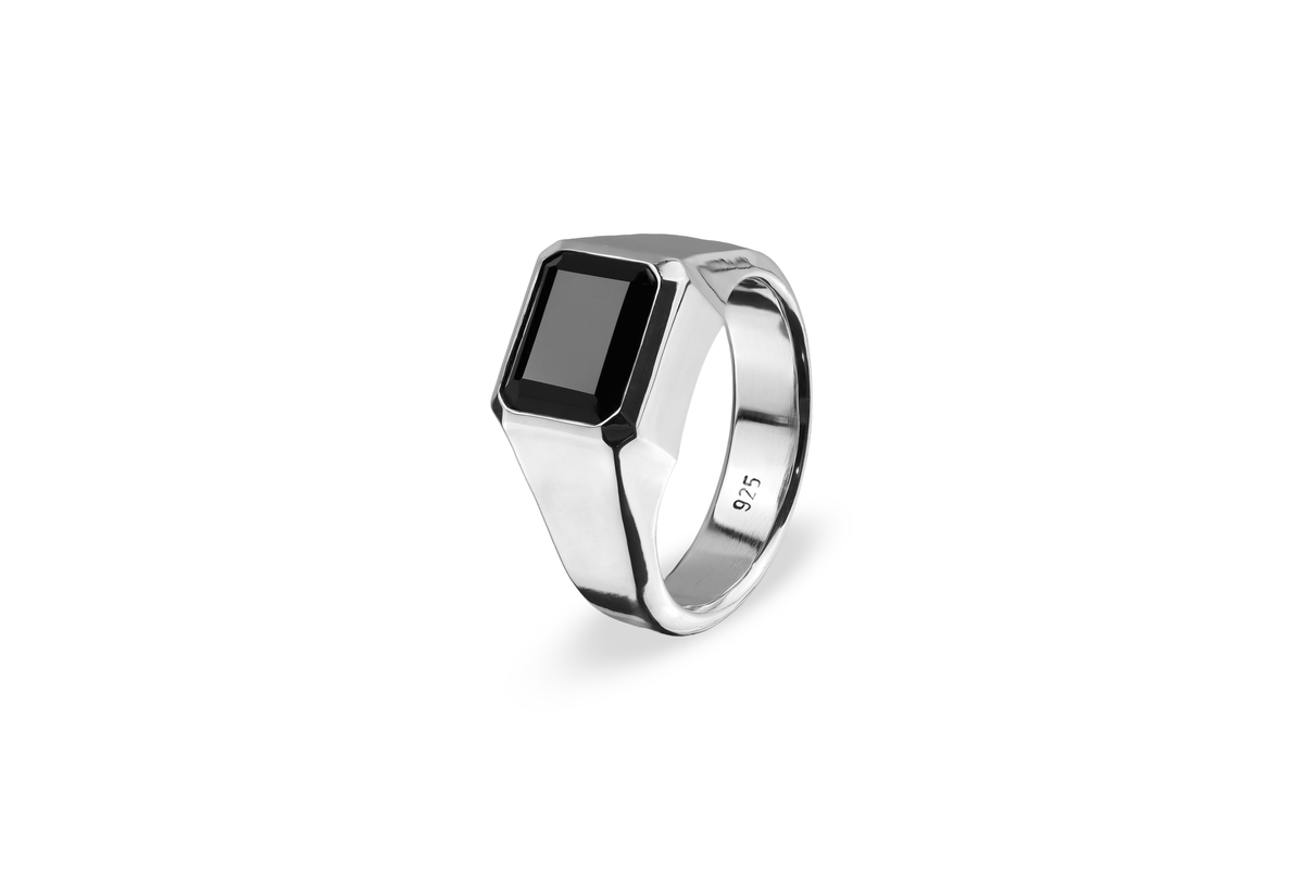 Rectangle Silver Signet - Black Onyx